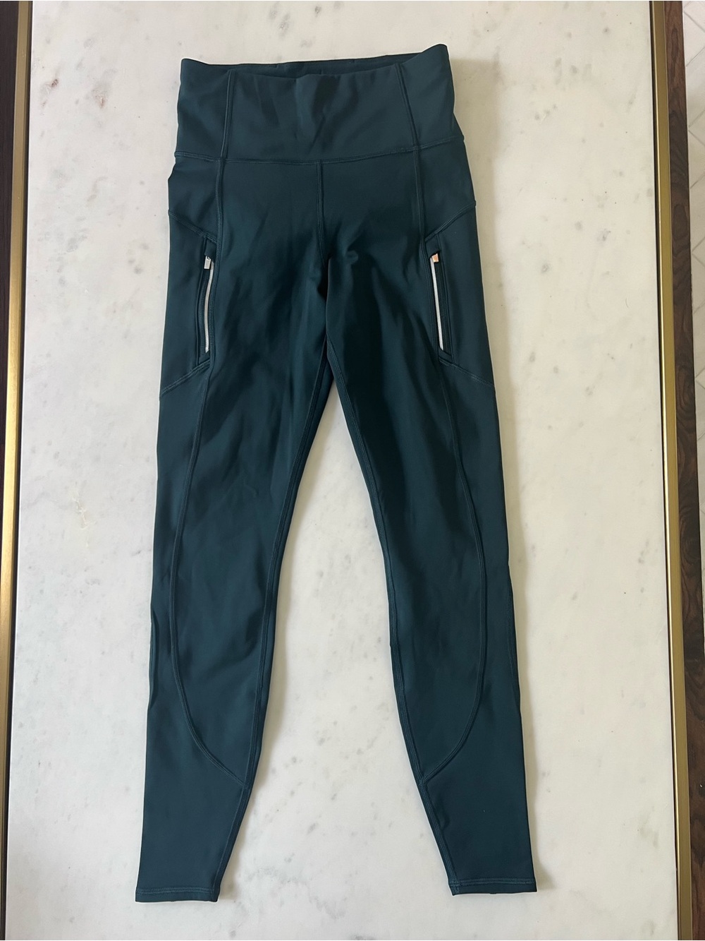 Athleta XS Forest Green High Rise Leggings with Zip Pockets